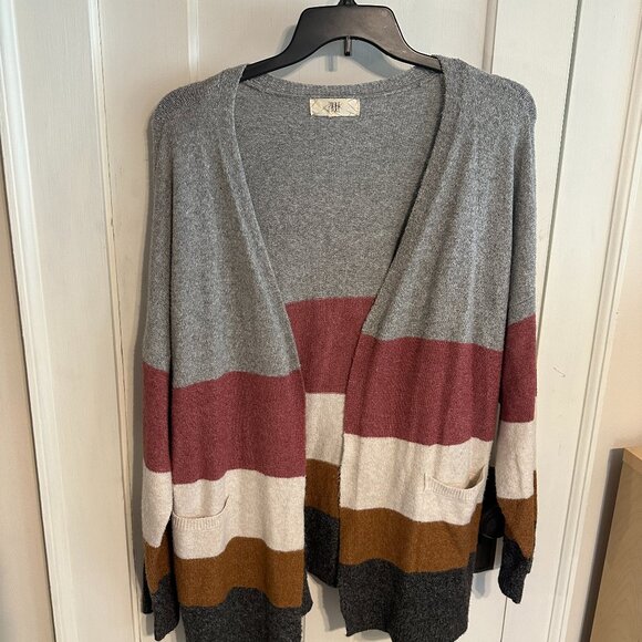 | PINQUE | Long Color Block Cardigan - Picture 1 of 8